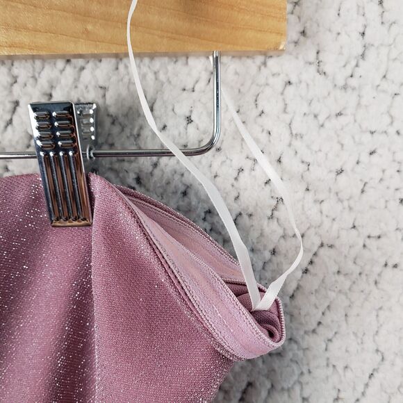 Princess Polly Mini Dress Womens 6 Pink Strapless Glitter Ruffle Partycore Date - Picture 6 of 11